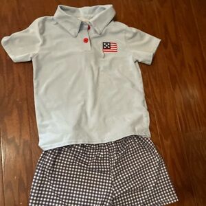 Sky Blue Kids Polo Shirt with Flag Detail